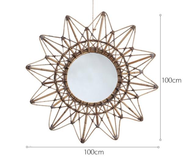 Natural Handmade Decorative Wall Rattan Mirror Modern Luxury home decorations  willow wicker Mirror