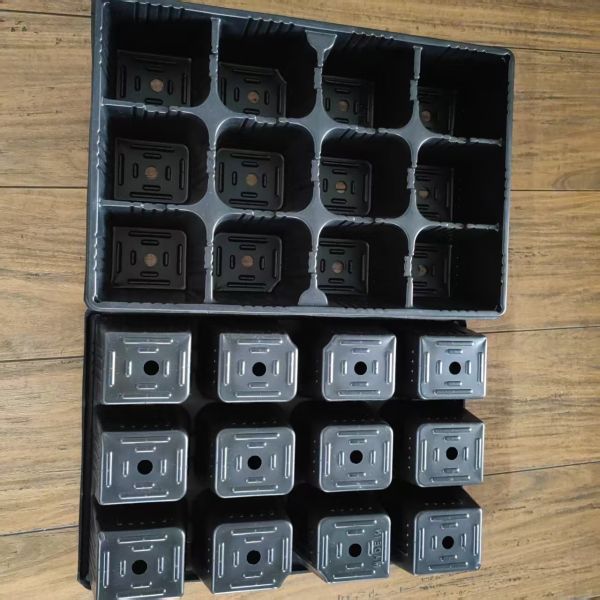 12 plateaux en grille noir avec trous plateaux en plastique en PP pour la plantation de semences agricoles plateaux hydroponiques