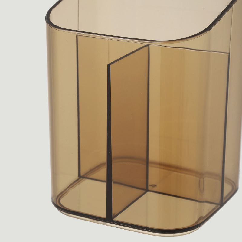 Simple Makeup Pen Storage Box Desktop Acrylic Transparent Brown Eyebrow Pencil Makeup Brush Lipstick Storage Bucket