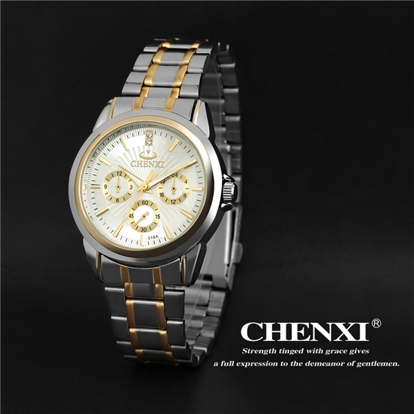 2015 New Fashion Two Tone Color Gold 005D7D Japan Quartz Movt Stainless Steel Watches Man