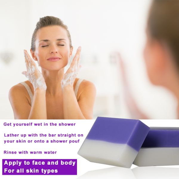 Jabón de cara orgánico púrpura que blanquea cuidado del cuerpo del aceite de coco de la lavanda