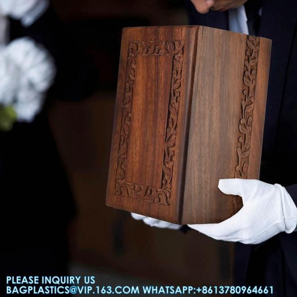 Border Engraved Rosewood Cremation Urns For Human Ashes Adult Male Female - Wooden Decorative Urns Box And Casket