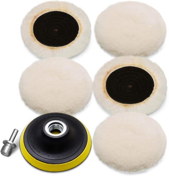 as almofadas de polonês lustrando de lãs 70mm da roda 7Pcs ajustaram 4,8 onças