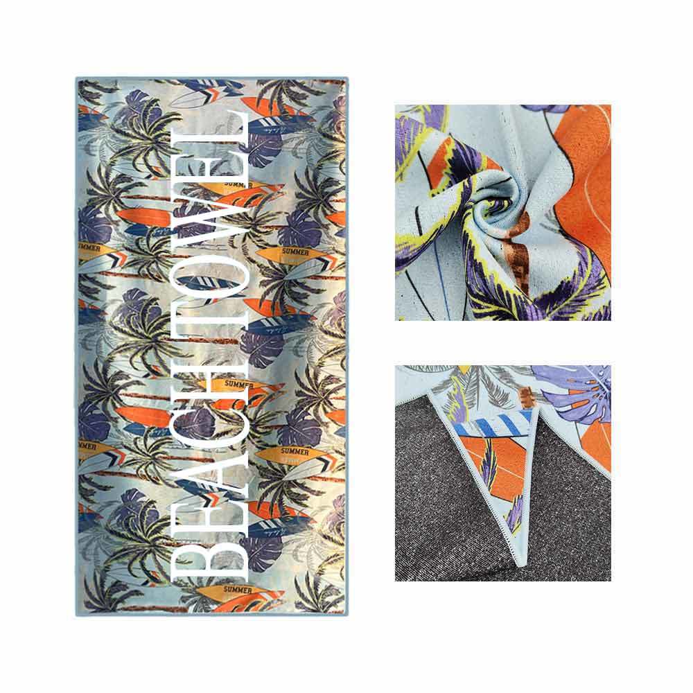 Charcoal Gray Soft With Elastic Band Printed Custom Beach Towel