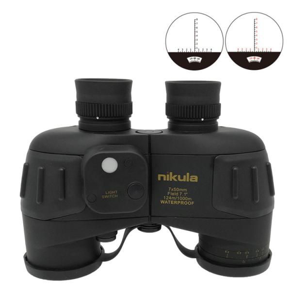 Binóculos impermeáveis/de Fogproof preto 12x50 do telescópio do compasso com retículo dos Rangefinders