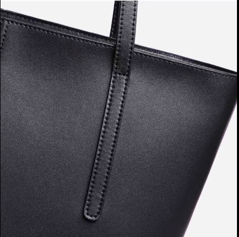BSCI Ladies Tote Handbag Niche Black Leather Tote Bag