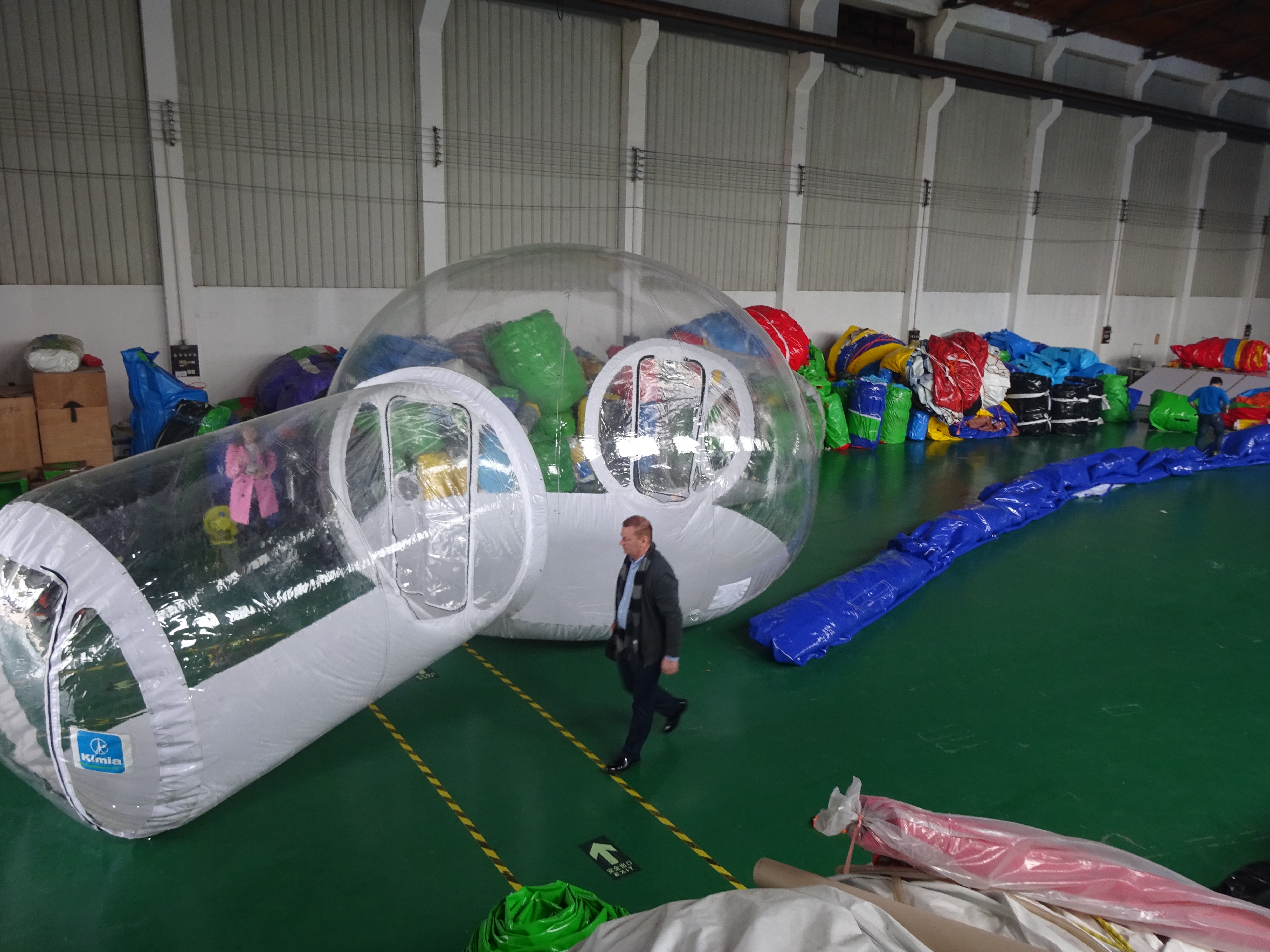 China Factory Cheap Inflatable Double Long Tunnel Clear Dome Tent Bubble Transparent House for Party Advertising