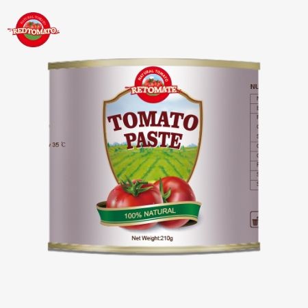 210 g de pasta de tomate cumple con los criterios internacionales de calidad, incluidas las normas ISO HACCP BRC y FDA