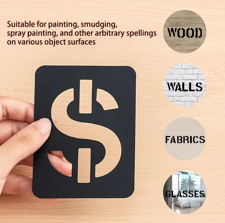Custom Plastic Reusable Stencil Templates Hollow Letter Number Pattern Symbols Wall PP Painting Board For Drawing