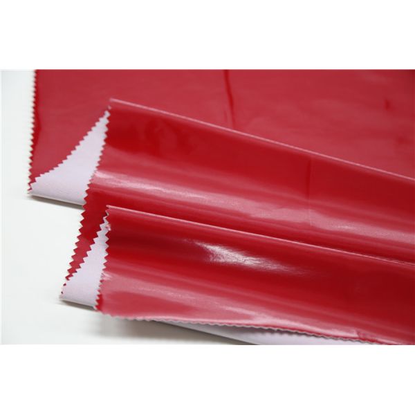 Red Color Polyurethane Faux Leather , Thickness 0.4mm Pu Artificial Leather