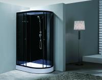 Salle de douche élégante avec mat noir et verre trempé pour personnalisable