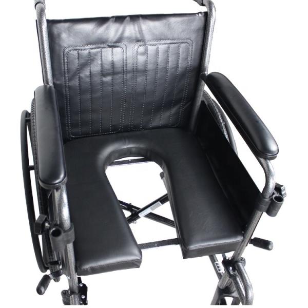 W365 New Good Design Commode Manual Wheelchair Rehabilitation Therapy Supplies Plastic 8 Front 24 Inches Rear Steel Bla
