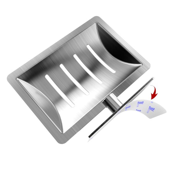 Chrome Adhesive Sove Bathroom Soap Holder  Matt Stainless Steel Soap Tray