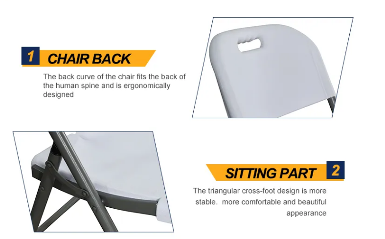 Customized Color 88*45*50cm Blow Moulded Plastic Folding Chair for Events