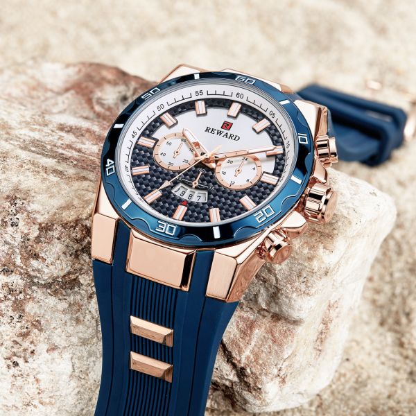 Silicone Band Mens Stainless Steel Watches Fake Chronograph With Big Face