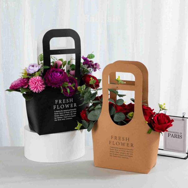 A cesta floral do ramalhete do saco de papel do presente dobrável dá forma a 120gsm 180gsm