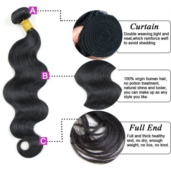 Веаве волос естественной девственницы цвета бразильский длину 8 до 30 связывает подгонянными дюймами