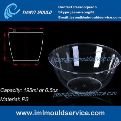 thin wall PS disposable large clear plastic party bowls mould with 250ml manufacturers