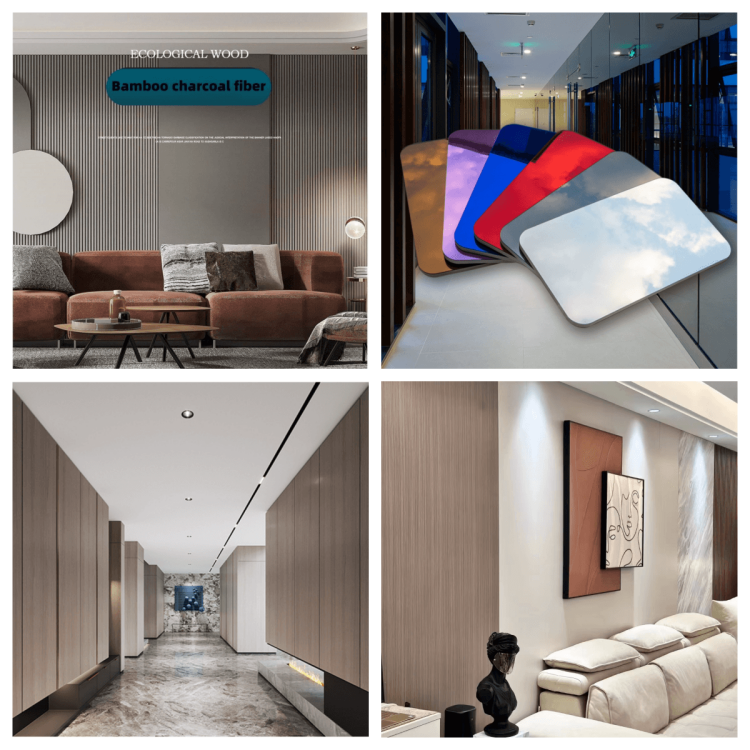 Стенные панели для домашнего использования из мрамора, бамбука, угольной доски, фанеры и волокна