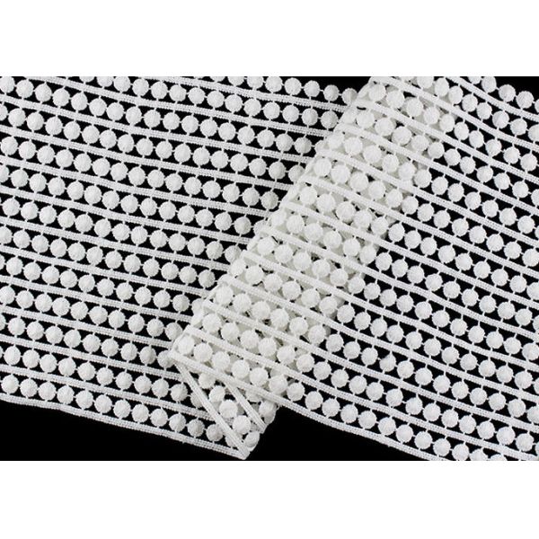 15.5 CM Width Flat Pom Cotton Lace Edging / Embroidered Guipure Lace Ribbon