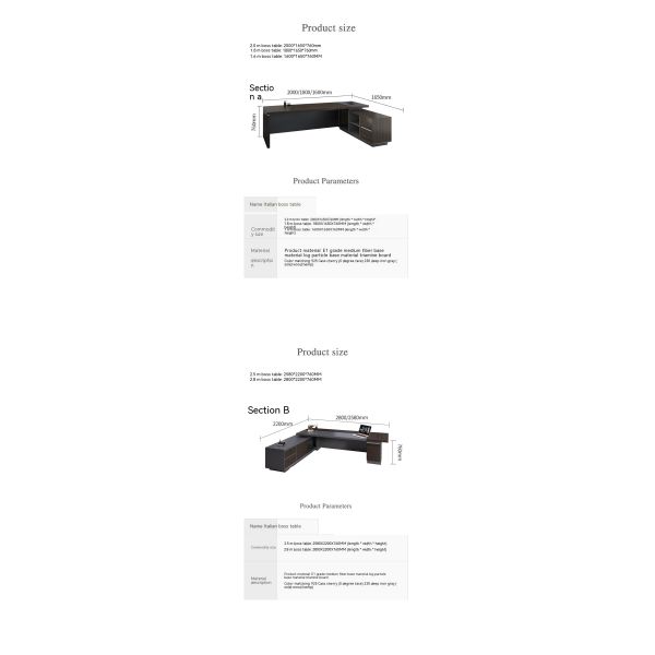 Diseño de madera de lujo ejecutivo en forma de L Escritorio presidencial para muebles de oficina