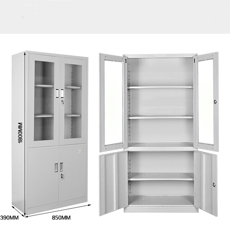Adjustable Height Hospital Medical Display Cabinet Two Glass Doors With Lock