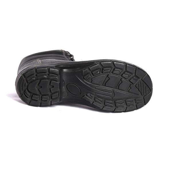 Black Split Cow Leather Cut Steel Toe Lace Up Anti Slip Shock Absorbing Work Safety Shoes