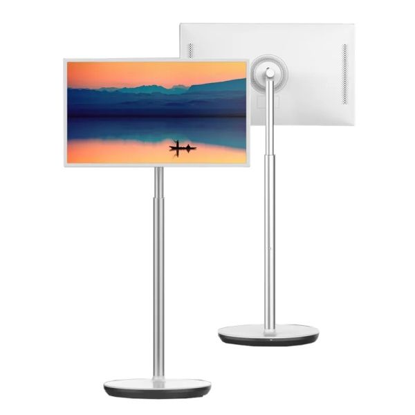 24 Inch Movable Smart Screen with Stand Android 13 2K UHD Rotating Touch Monitor Battery Powered Portable Display for Home