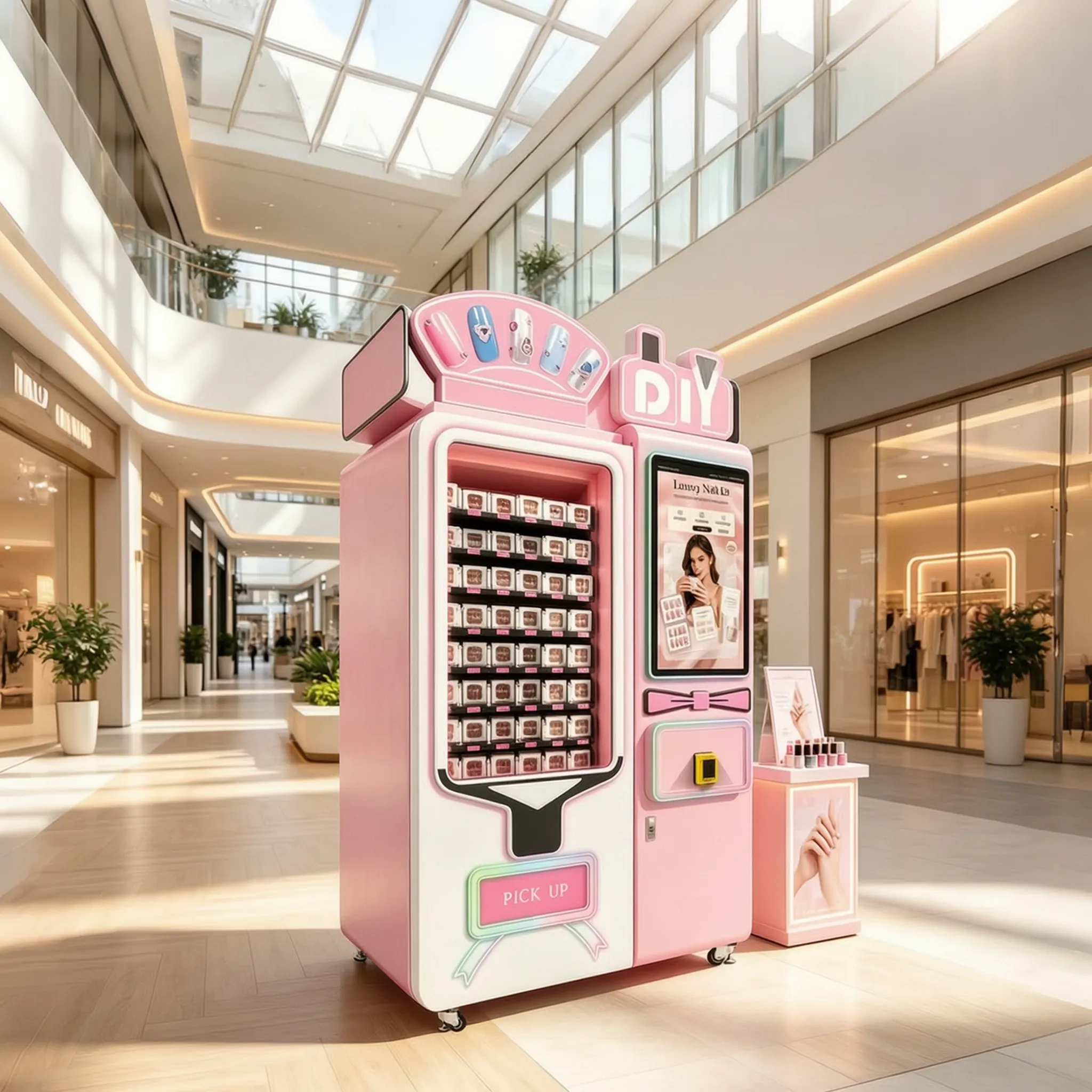 Smart Nail Vending Machine with 720 Piece Capacity and Dynamic Visual Display Ideal for Beauty Salons and Shopping Centers