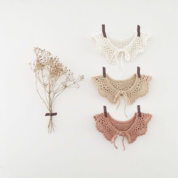 Y-F Wholesale Eco-Friendly Kids Fashion Handmade Crochet Floral Embroidery 100% Cotton Lace Collar with Hollow Neckline