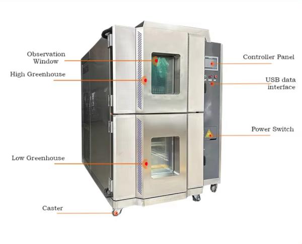 Environmental Climate Hot And Cold Thermal Impact Testing Chamber Two Zone 100 Liter