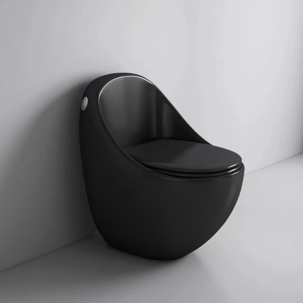 Egg Shape Bathroom Sanitary Ware S Trap One Piece Black Bathroom Toilet