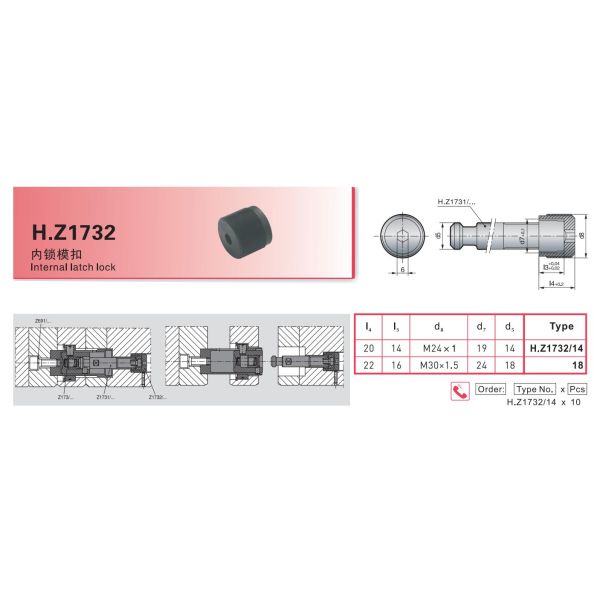 Z1732 m24x1 Latch Lock Mold Internal Threaded type
