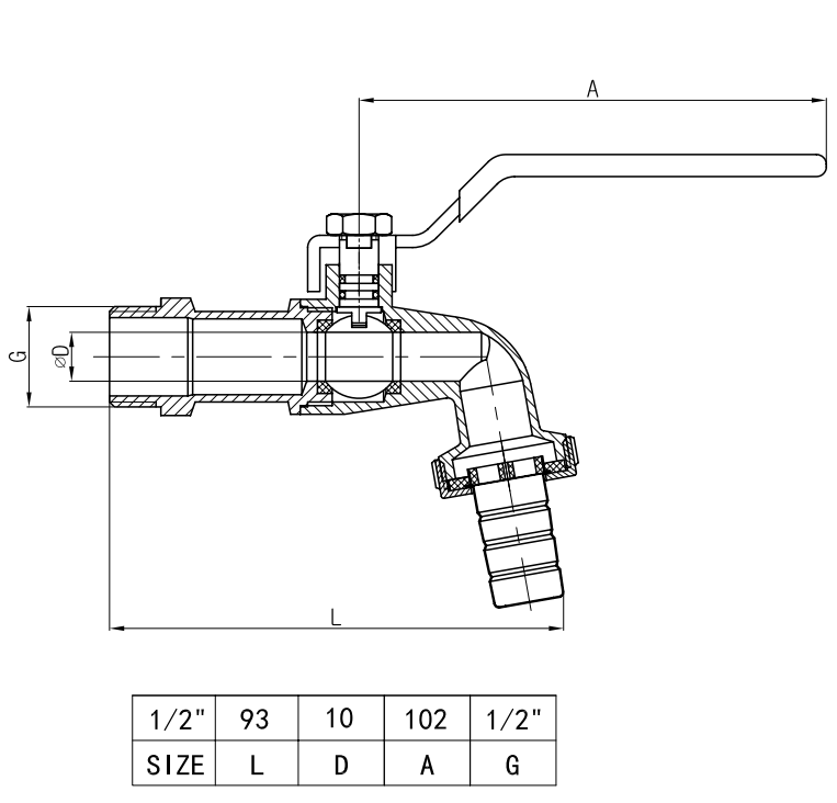 Brass Nickel 1.6Mpa Hose Union Bibcock