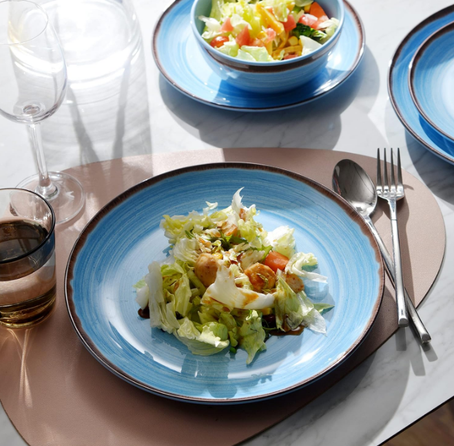 4 People PCS 12 Melamine Dinnerware Set Blue Color