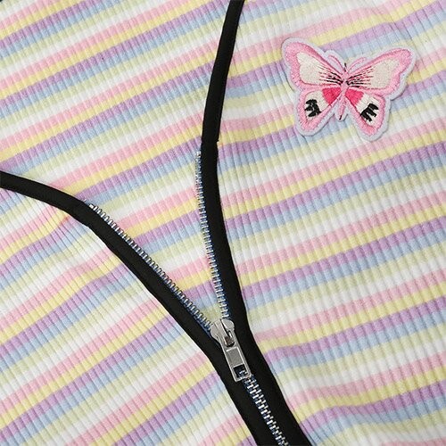 T-shirt court sexy européen Keliou de polyester maufactory de commerce extérieur d'OEM et américain frontalier d'arc-en-ciel de tirette