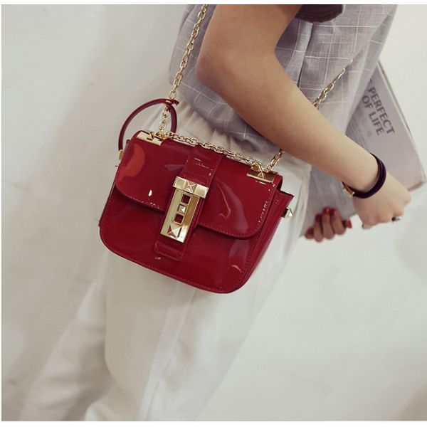 2016 spring new jelly small square package European and American fashion women lock chain shoulder bag Messenger bag