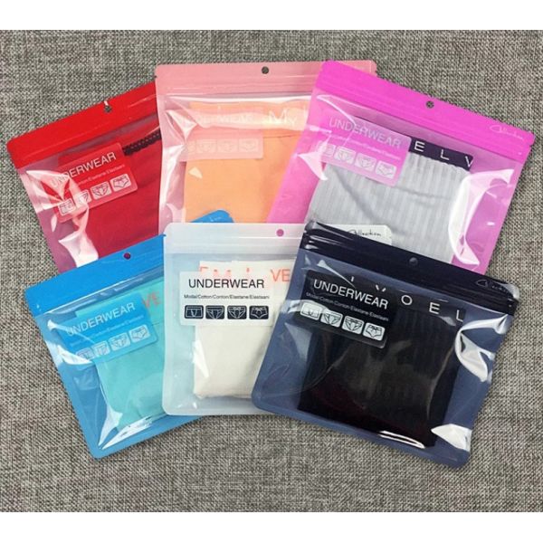 Fashion transparent multi-color plastic zipper clothing underwear bags