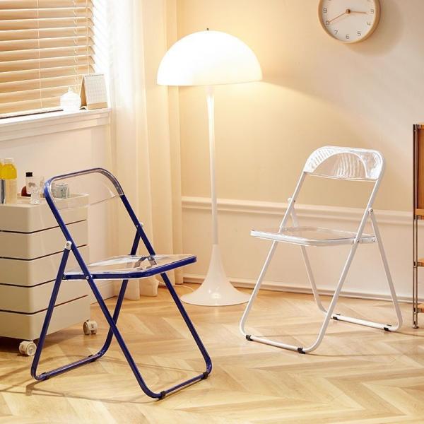 Modern Acrylic Stackable, Plastic Folding Dining Room Armless Home Comfortable Event Chair, Clear, Transparent
