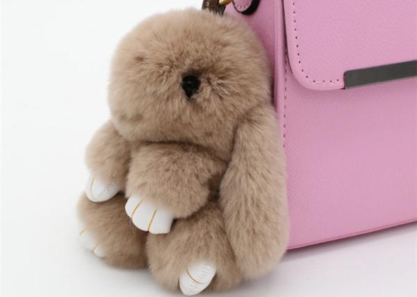 Peso leve feito a mão de Keychain 15 Cm da pele do coelho do luxuoso de Brown para a bolsa