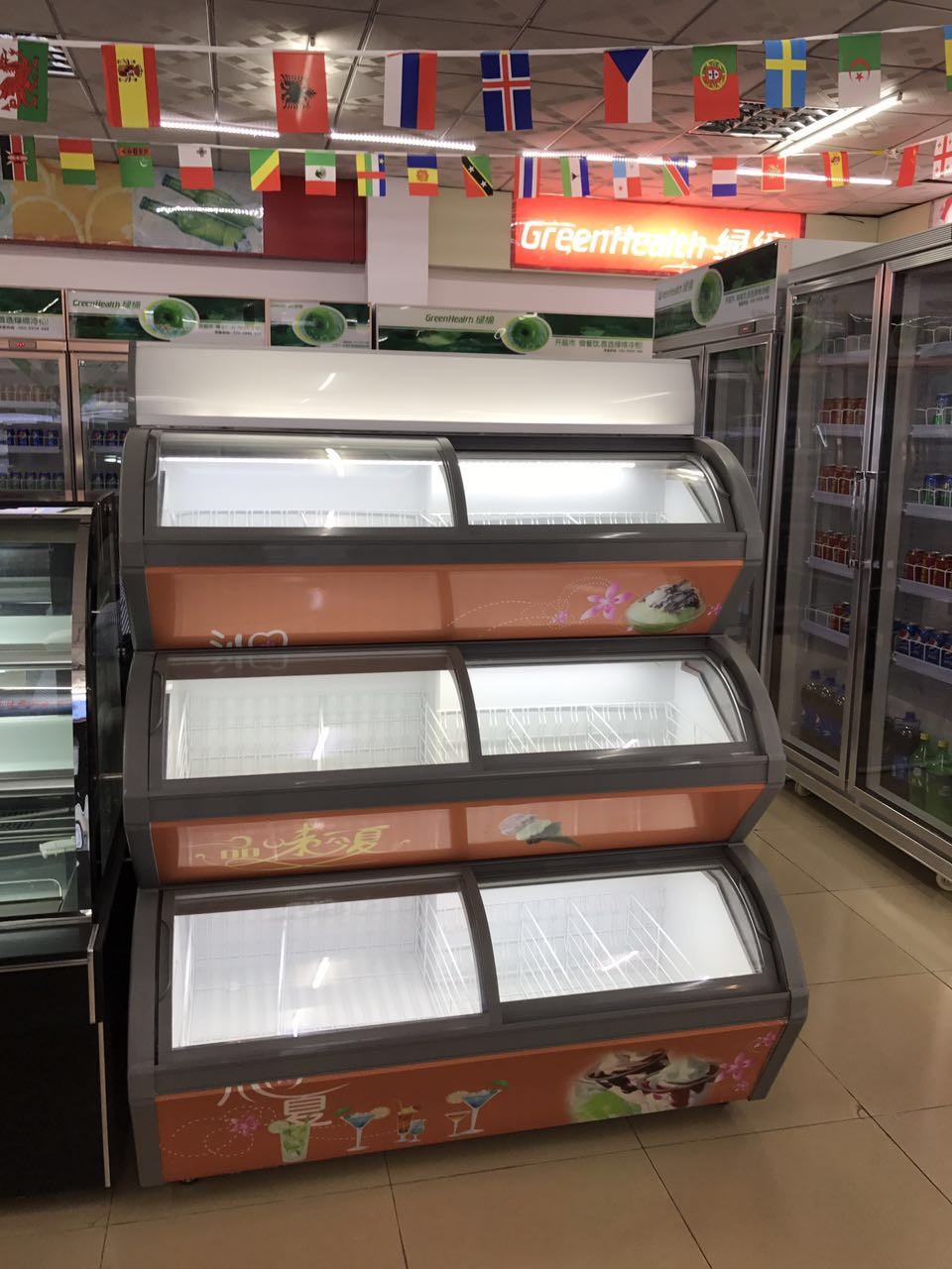 -22 замораживатель дисплея мороженого ветроуловителя дисплея Gelato лотка степени 16