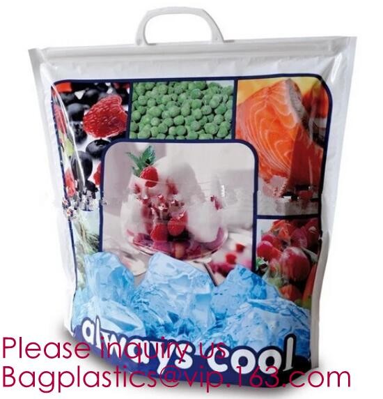 Custom Packing Aluminum Foil Zip-Lock Grocery Handle Thermal Insulation Cooler Bag For Outdoors,Promotional Insulated La