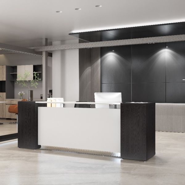 Modern and Contemporary Office Furniture Reception Desk in silver Support customization and white with Myidea Furniture