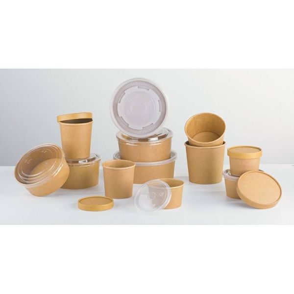 Eco Friendly, Oil Resistant, Salad Soup Rice Noodles Bowl, Bamboo Pulp, Disposable, Kraft Paper Bowl Lid
