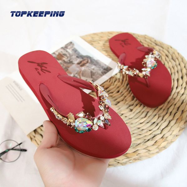 Summer Classy Lady PE Slipper Bling Diamond Beach Season