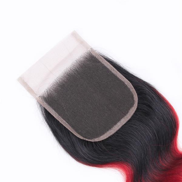 1b Red Body Wave 100% 4x4 Lace Closure Real Human Virgin Hair 18 Inch