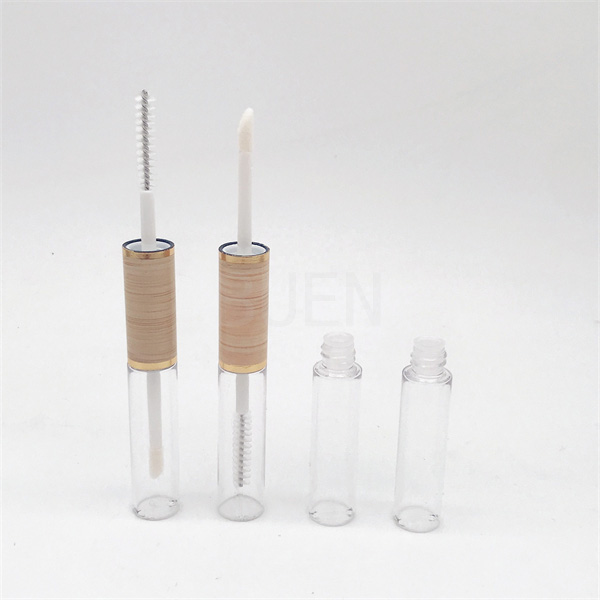 El doble terminó el tubo plástico del lustre del labio abulta 5ml transparente de bambú 2 en 1