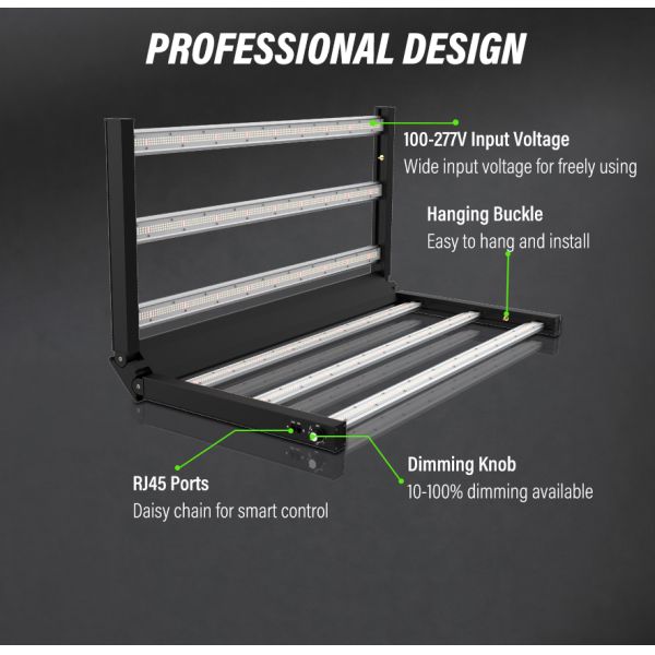 640W grow bars 0-10Volt Dimming RJ45 Channel 6 bars grow light for indoors or greenhouse medical plants cultivation