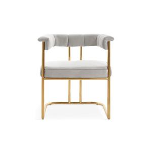 American style high quality Gold brass plating metal base white PU fabric dining