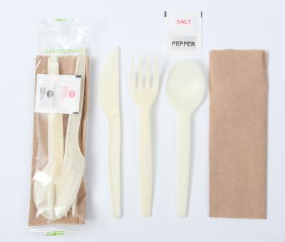 SUYUAN Disposable Cornstarch Cutlery Kits Eco Friendly With Salt / Pepper